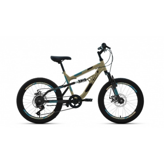 Велосипед ALTAIR MTB FS 20 disc (20" 6 ск. рост 14") 2020-2021, бежевый/черный, RBKT1F106002 