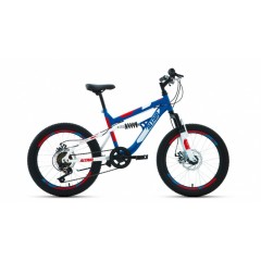 Велосипед ALTAIR MTB FS 20 disc (20" 6 ск. рост 14") 2020-2021, синий/красный, RBKT1F106005 