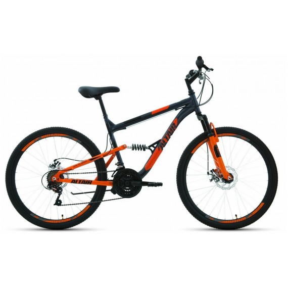Велосипед ALTAIR MTB FS 24 disc (24" 18 ск. рост 15") 2020-2021, темно-серый/оранжевый, RBKT1F14E005