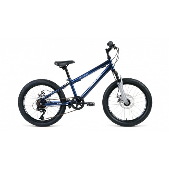 Велосипед ALTAIR MTB HT 20 2.0 disc (20" 6 ск. рост 10.5") 2020-2021, темно-синий/серебристый,