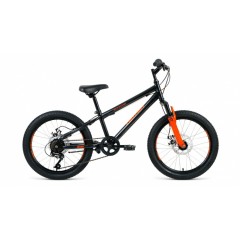 Велосипед ALTAIR MTB HT 20 2.0 disc (20" 6 ск. рост 10.5") 2020-2021, черный/оранжевый, RBKT11N06002
