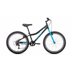 Велосипед ALTAIR MTB HT 24 1.0 (24" 6 ск. рост 12") 2020-2021, черный/голубой, RBKT11N46002