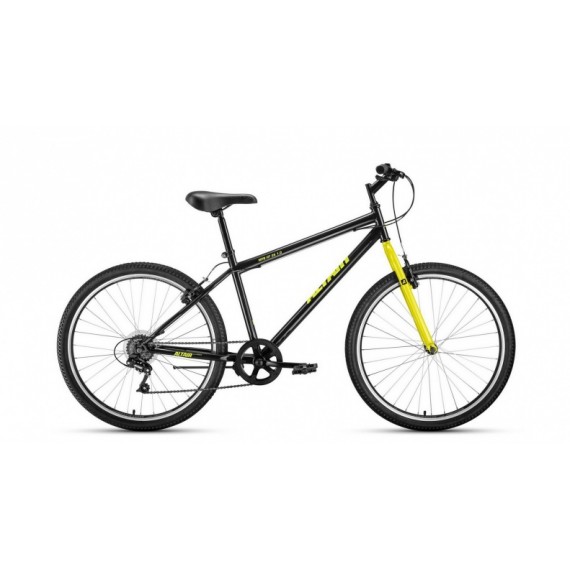 Велосипед ALTAIR MTB HT 26 1.0 (26" 7 ск. рост 19") 2020-2021, черный/желтый, RBKT1MN66006