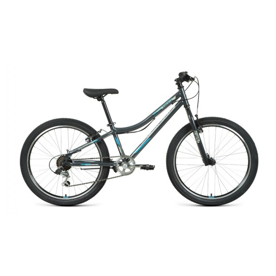 Велосипед FORWARD TITAN 24 1.2 (24" 6 ск. рост 12") 2020-2021, темно-серый/бирюзовый, RBKW1J146003
