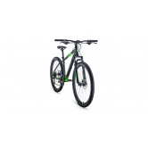 Велосипед FORWARD APACHE 27,5 2.0 disc (27,5" 21 ск. рост 17") 2020-2021, черный матовый/ярко-зеленый