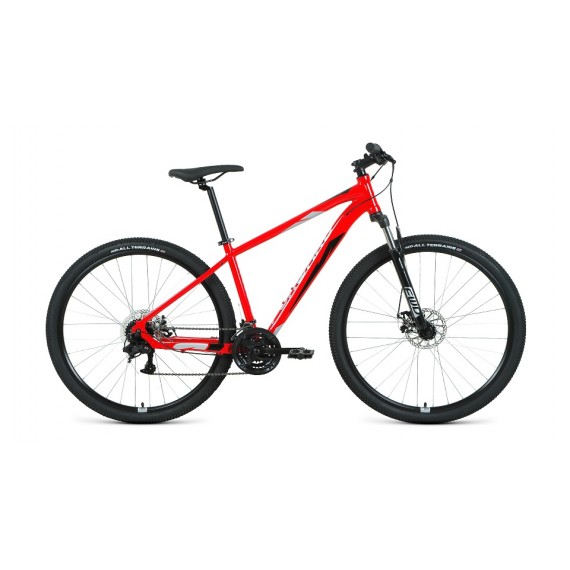 Велосипед FORWARD APACHE 29 2.2 S disc (29" 21 ск. рост 19") 2020-2021, красный/серебристый