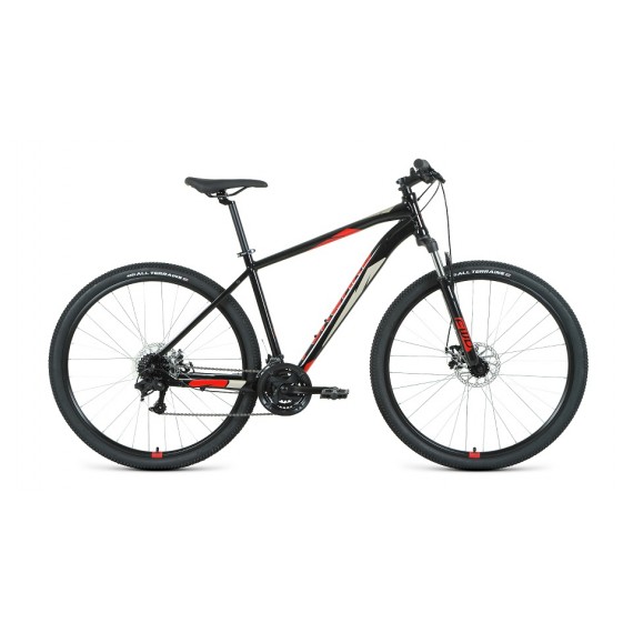 Велосипед FORWARD APACHE 29 2.2 S disc (29" 21 ск. рост 19") 2020-2021, черный/красный