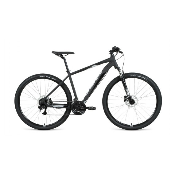Велосипед FORWARD APACHE 29 3.2 disc (29" 21 ск. рост 17") 2020-2021, черный матовый/серебристый