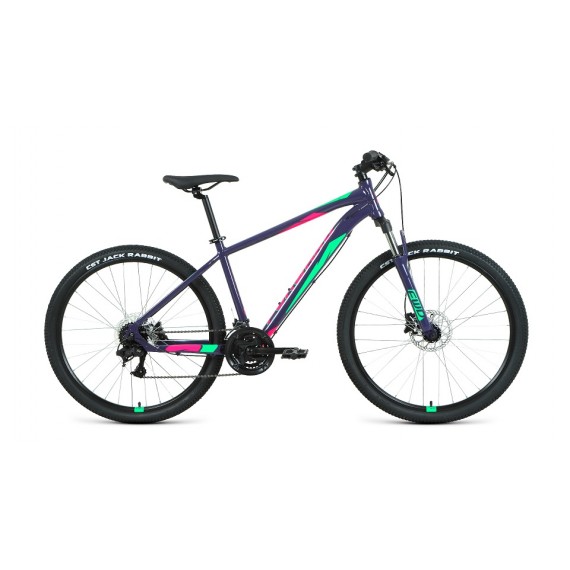 Велосипед FORWARD APACHE 27,5 3.2 disc (27,5" 21 ск. рост 21") 2020-2021, фиолетовый/зеленый